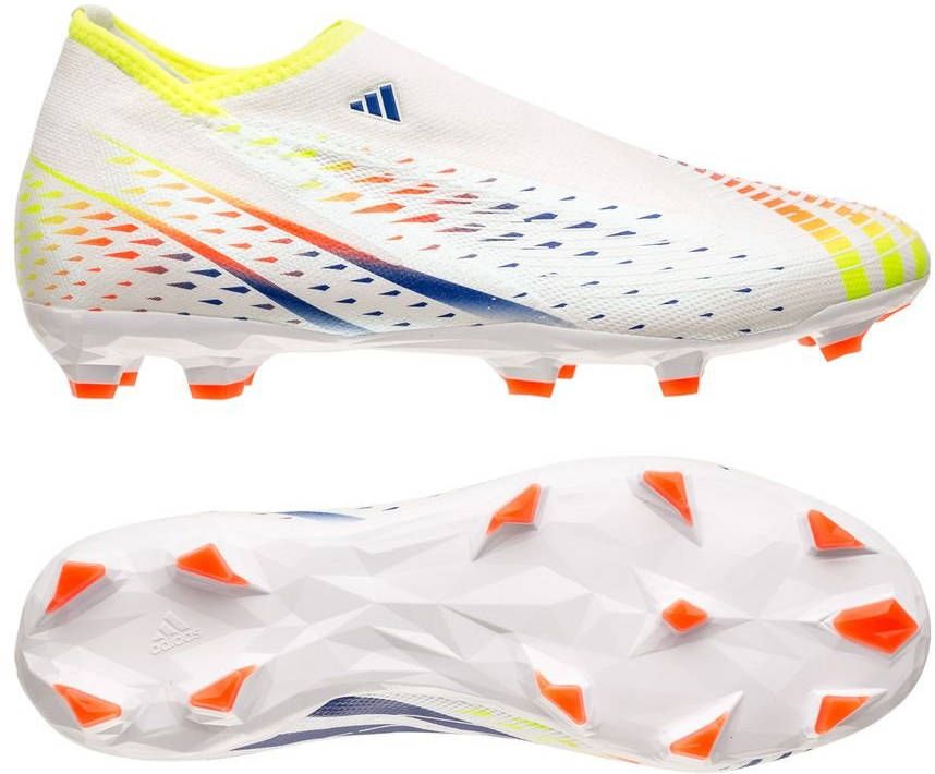 adidas Predator Edge.3 Veterloze Gras Voetbalschoenen(FG)Wit Geel Blauw